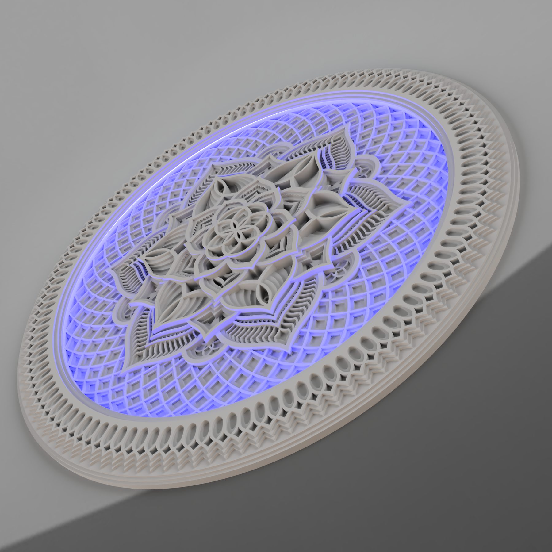 Backlit carved lotus panel by Nikao